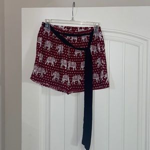 Crimson “Pink Owl” Elephant Shorts with bow